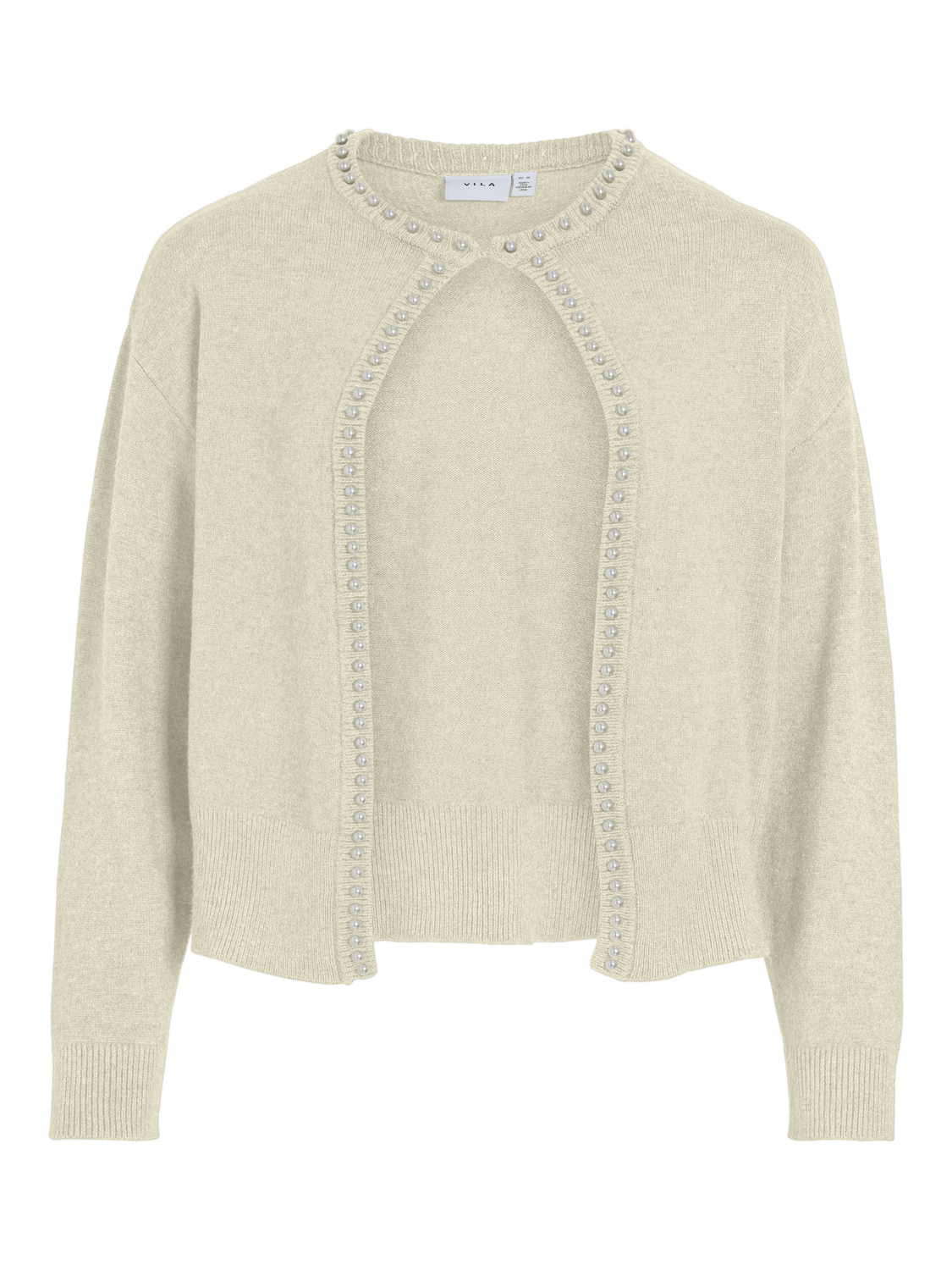 VIZAFINA Knit Cardigan - Super Light Natural Melan - VERO MODA & VILA Bergvik